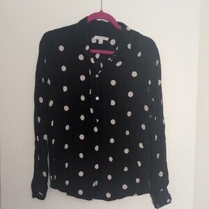 H&M Black and White Polka Dot Button Down Shirt